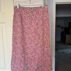 Floral Pink Skirt with slit